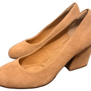 Sofft Tan Suede Block Heel Pumps